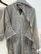 238 Elegant Embroidered 3pc Suit - grey