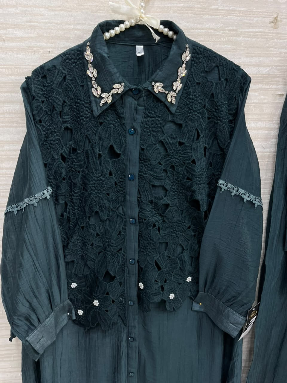 1495 Korean Crochet Coordset - Emerald Green