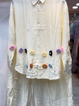 069 korean 2pc skirt cord set off white