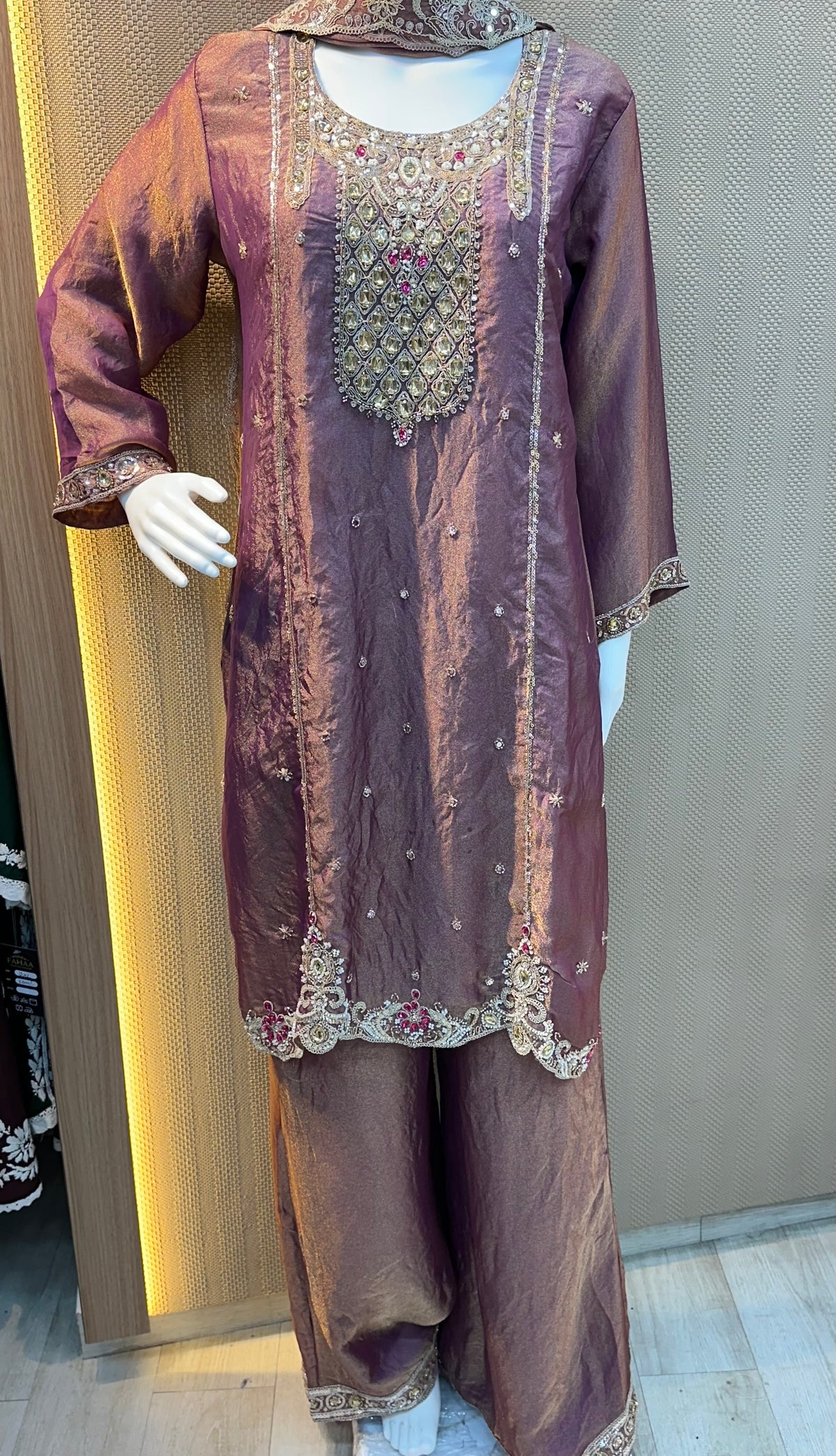 1478 Pakistani Party Wear - Mauve Brown