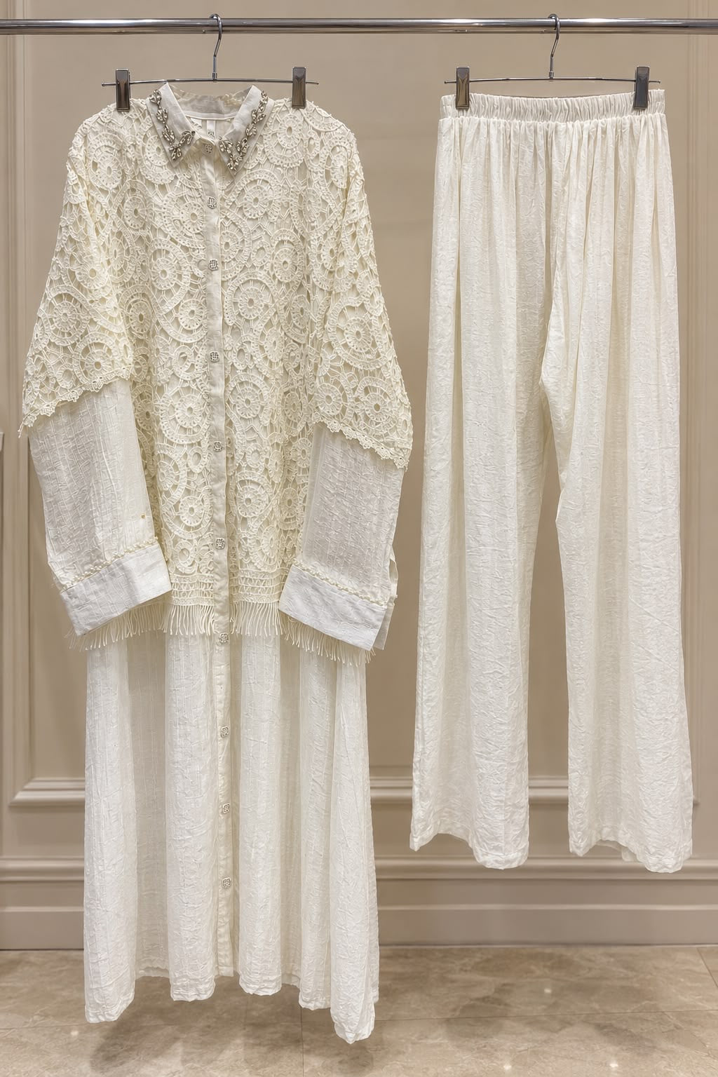 1496 Korean Crochet Coordset - Ivory
