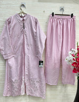 1465 Korean Floral Coordset - Baby Pink
