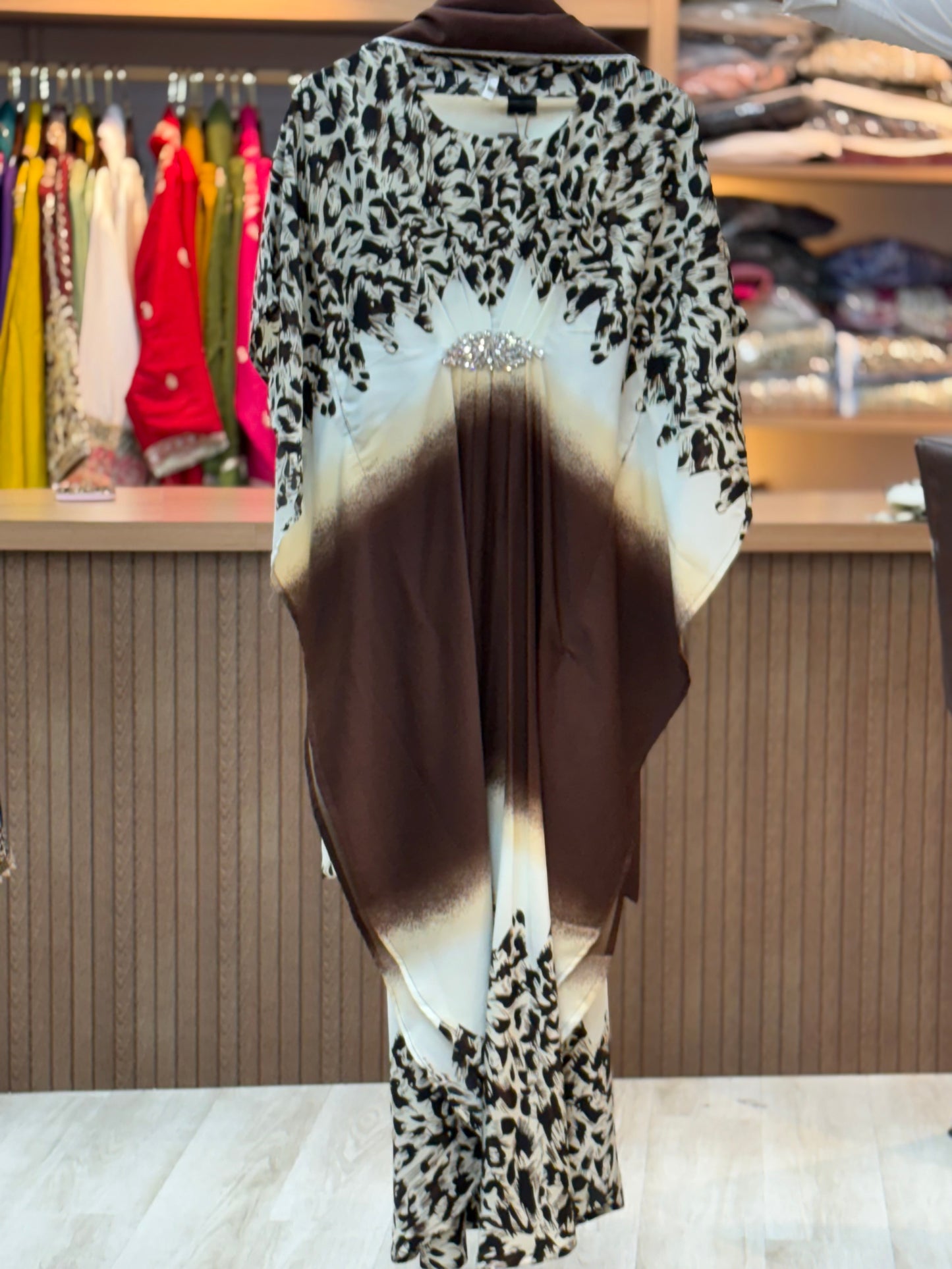 027 Party wear kaftan Cordset brown