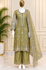 1477 Pakistani Party Wear - Olive Green
