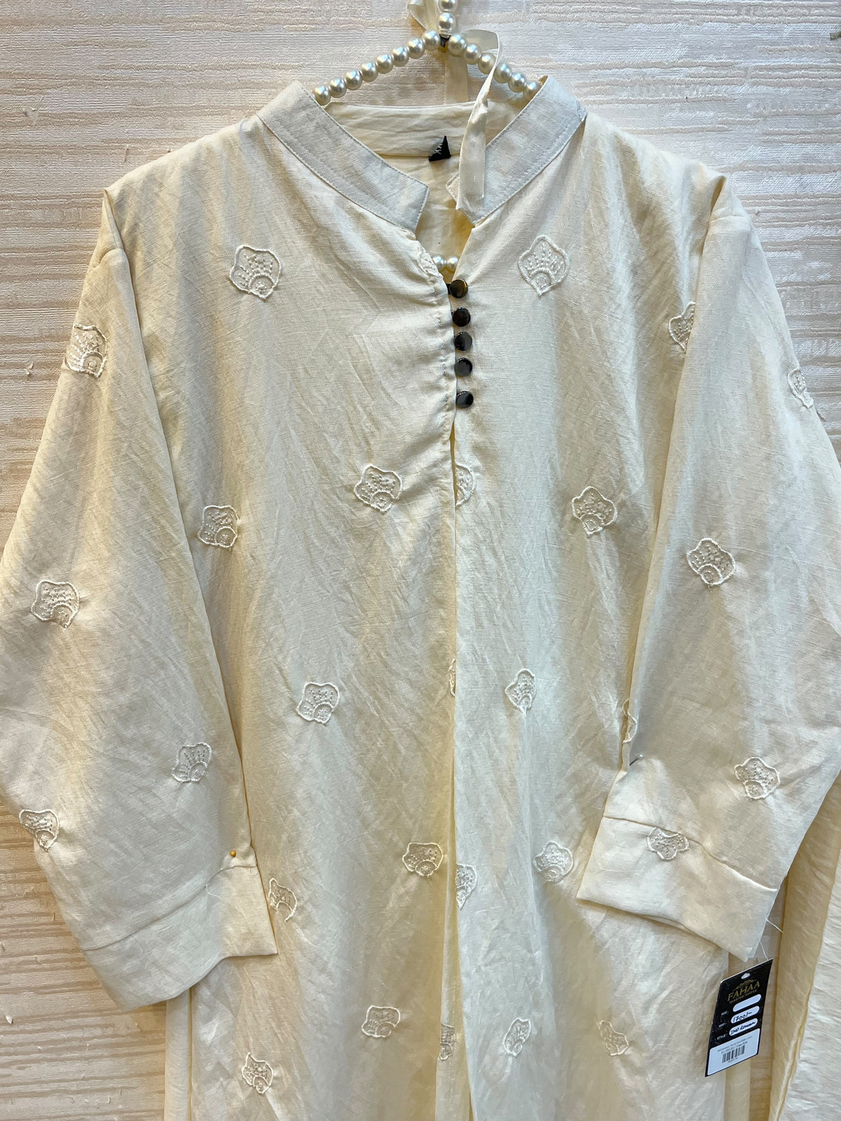1465 Korean Floral Coordset - Milky White