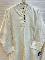 1465 Korean Floral Coordset - Milky White