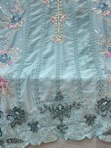 1483 Pakistani Unstitched Party Wear - Sky Blue