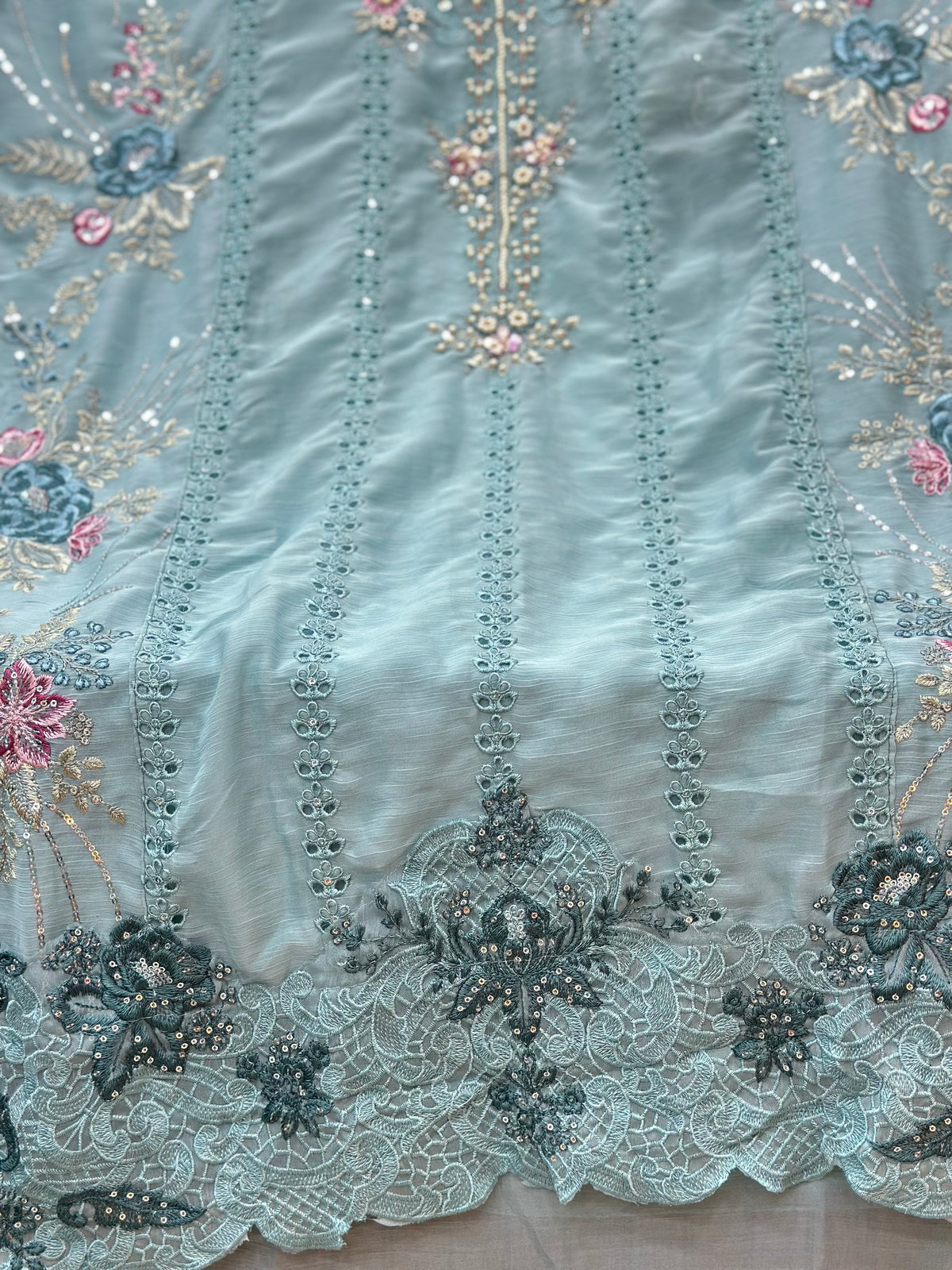 1483 Pakistani Unstitched Party Wear - Sky Blue