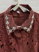 1495 Korean Crochet Coordset - Rust Brown