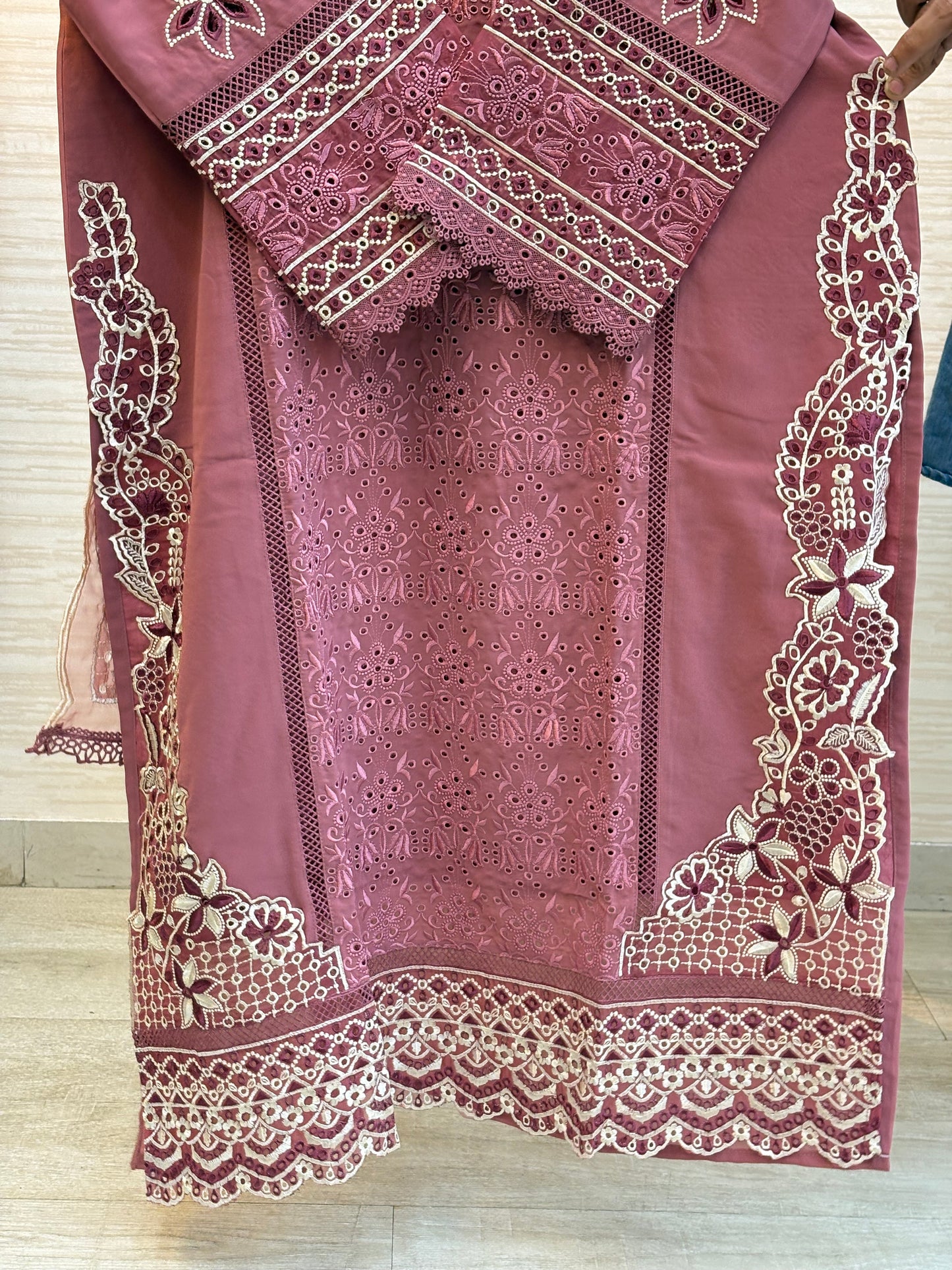208 Cutwork Partywear suit - pink
