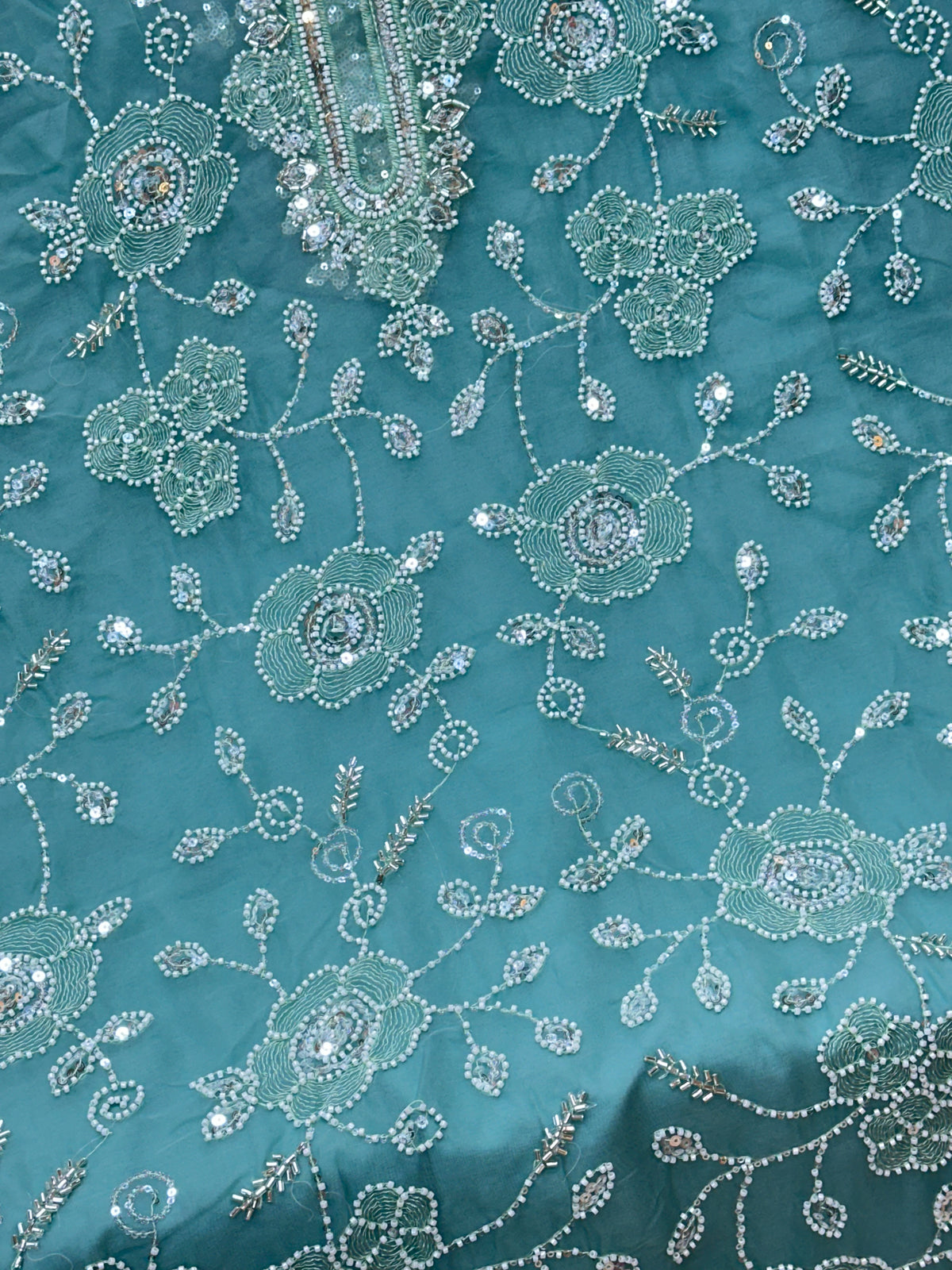 1469 Pakistani Unstitched Party Wear - Aqua Blue