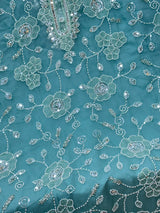 1469 Pakistani Unstitched Party Wear - Aqua Blue