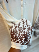 1098 Korean Embroidered Coord Set - White