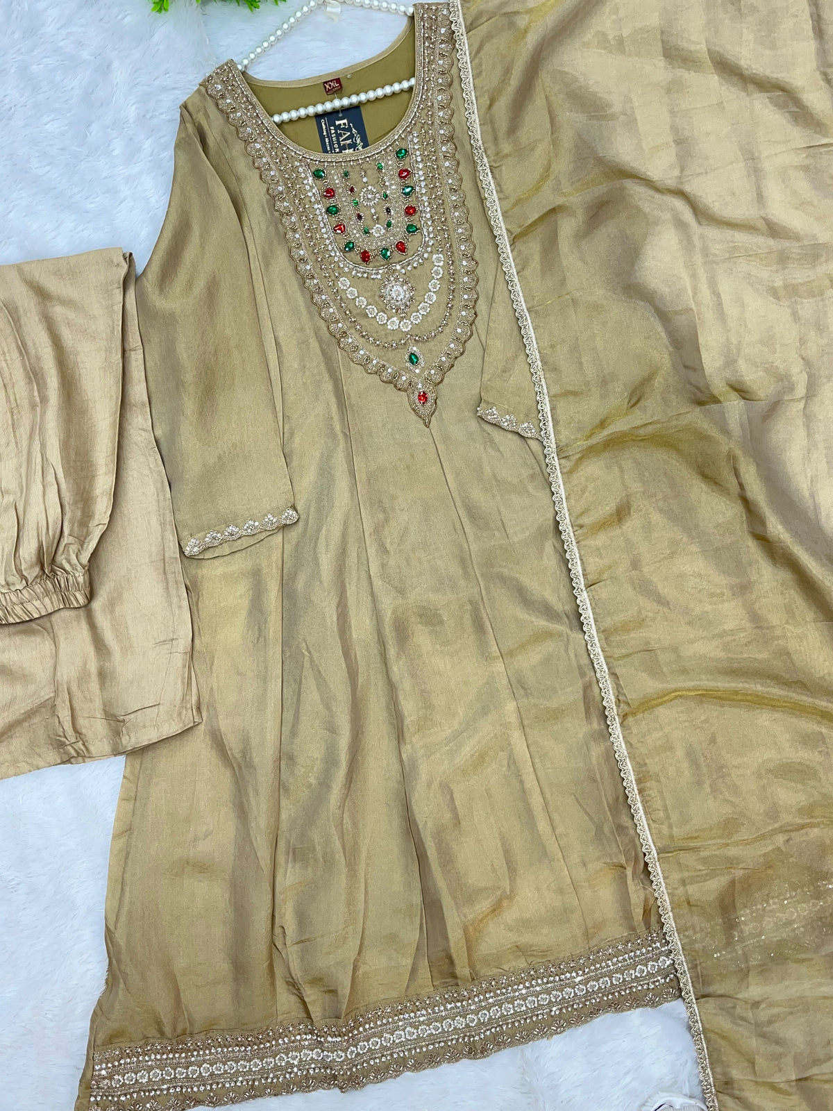 1463 Pakistani Party Wear - Beige