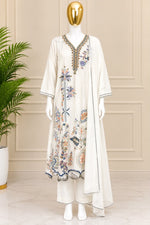 1526 Pakistani Heavy Lawn - White Floral