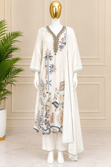 1526 Pakistani Heavy Lawn - White Floral