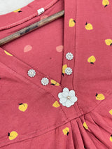 1454 Korean Printed Night Wear - Rose Pink