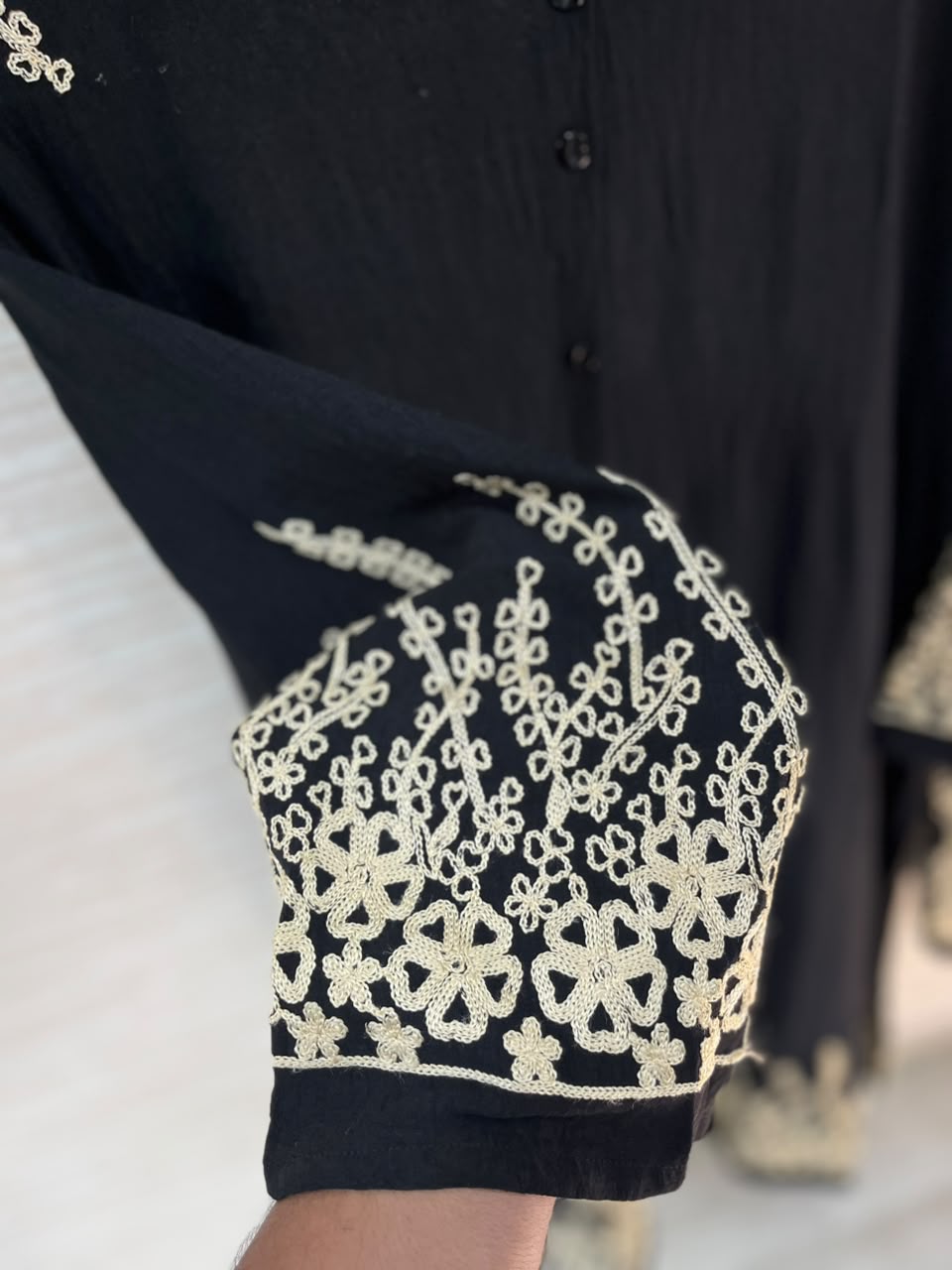 1098 Korean Embroidered Coord Set - Black