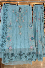 1483 Pakistani Unstitched Party Wear - Sky Blue