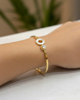 059 Crystal Circle Gold Cuff Bracelet