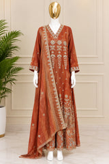 1525 Pakistani Heavy Partywear - Rusty Orange
