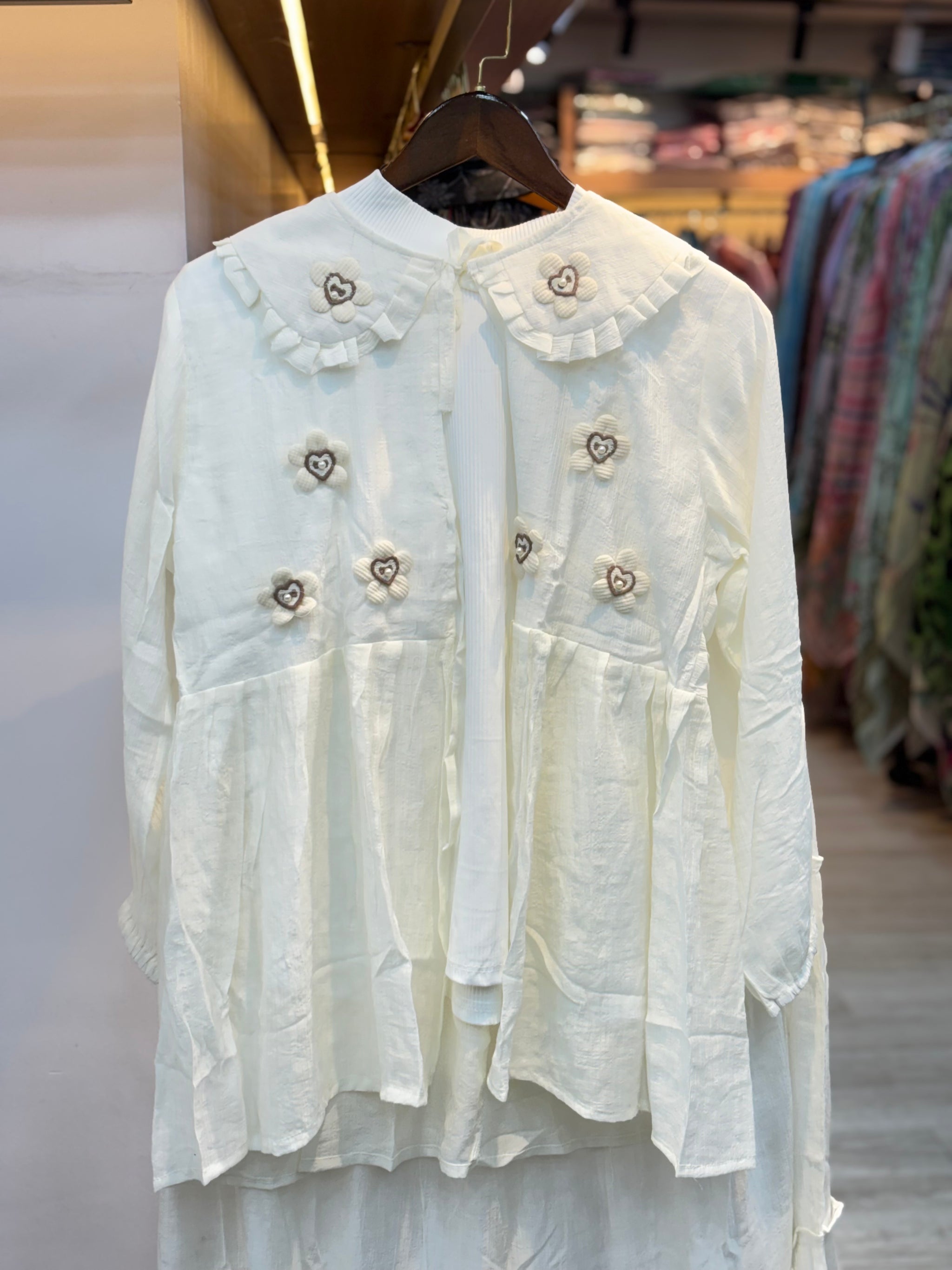 068 korean 3pc skirt cord set white