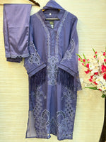238 Elegant Embroidered 3pc Suit - purple