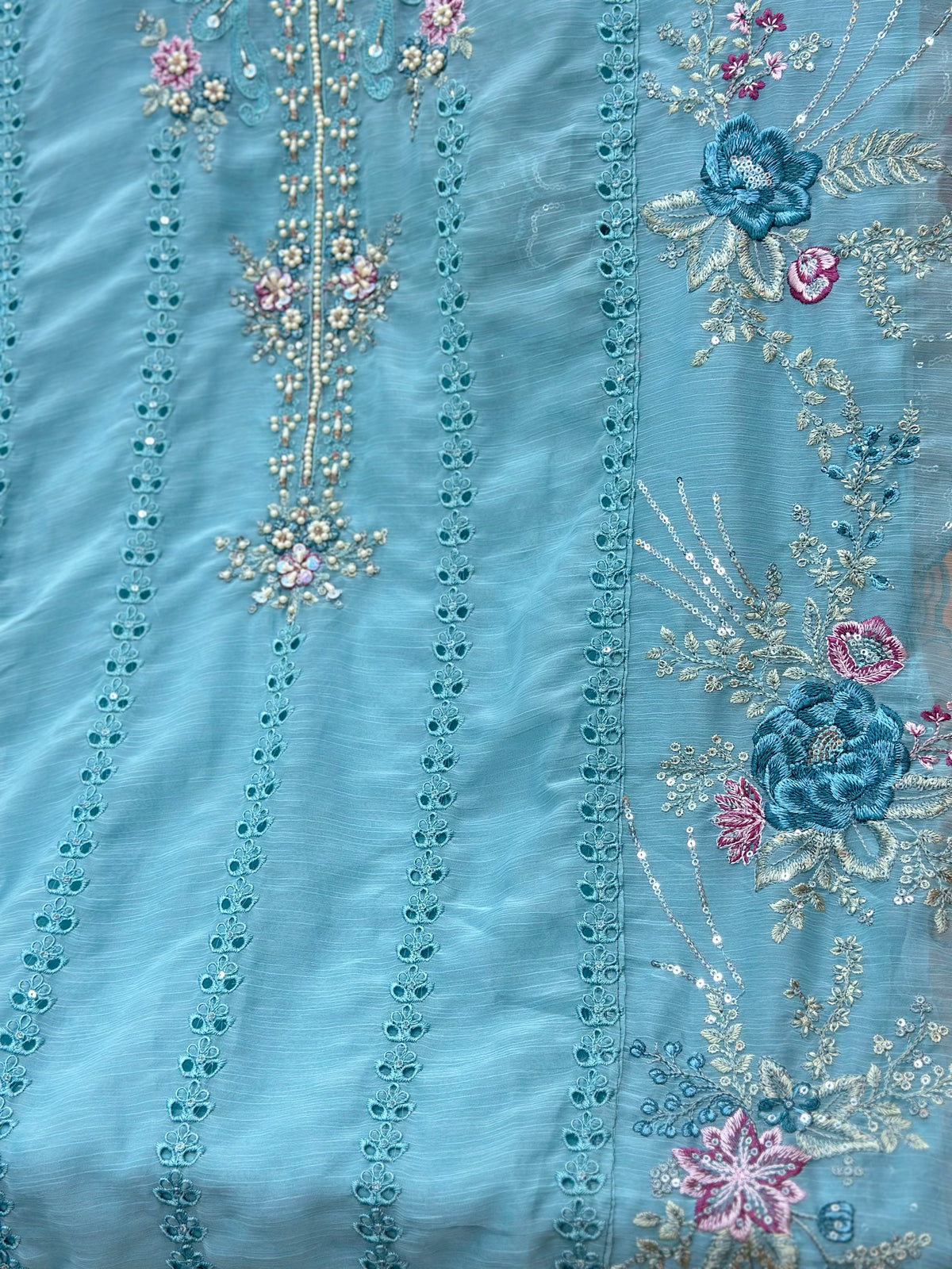1483 Pakistani Unstitched Party Wear - Sky Blue