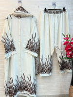 1098 Korean Embroidered Coord Set - White