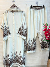 1098 Korean Embroidered Coord Set - White