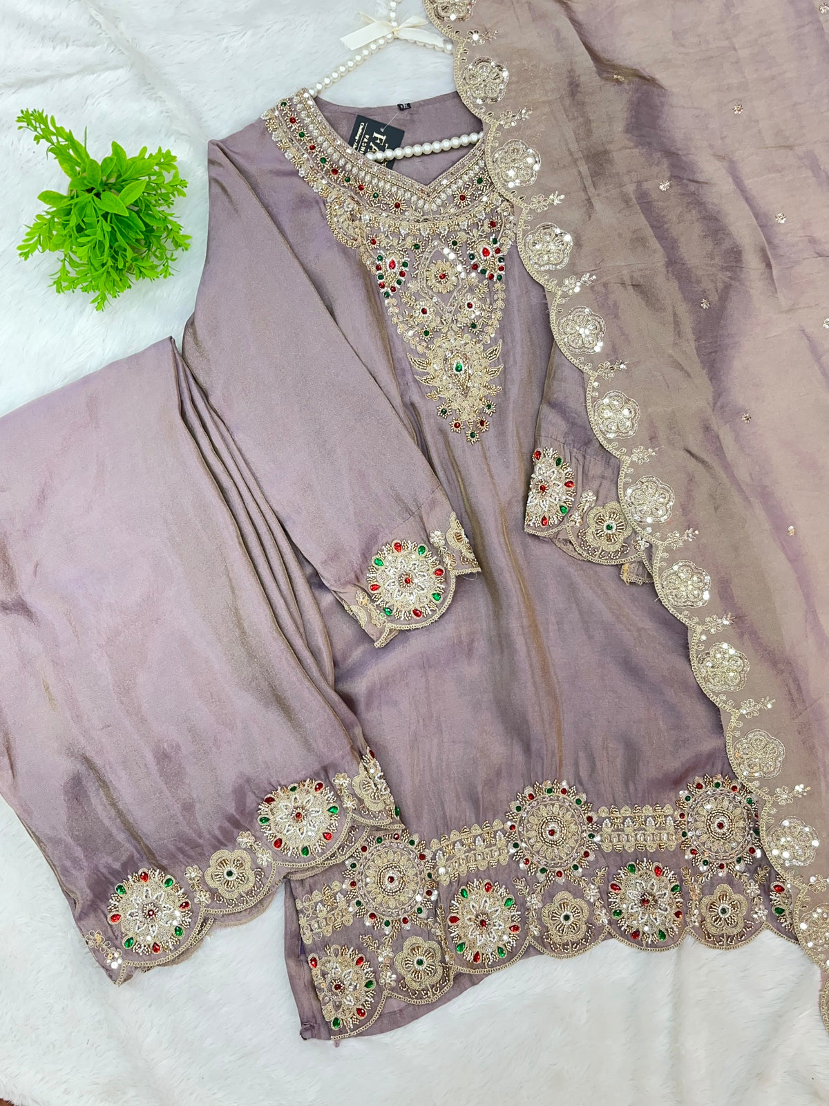 1476 Pakistani Party Wear - Taupe