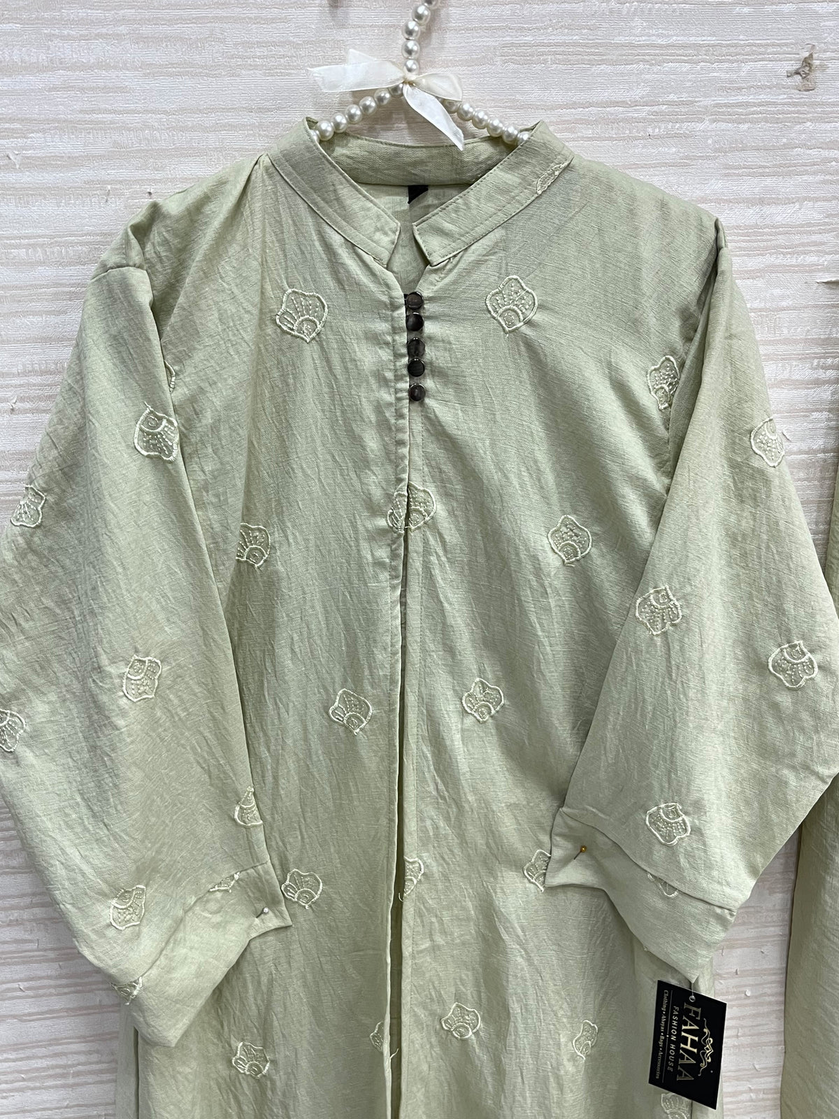 1465 Korean Floral Coordset - Pista Green