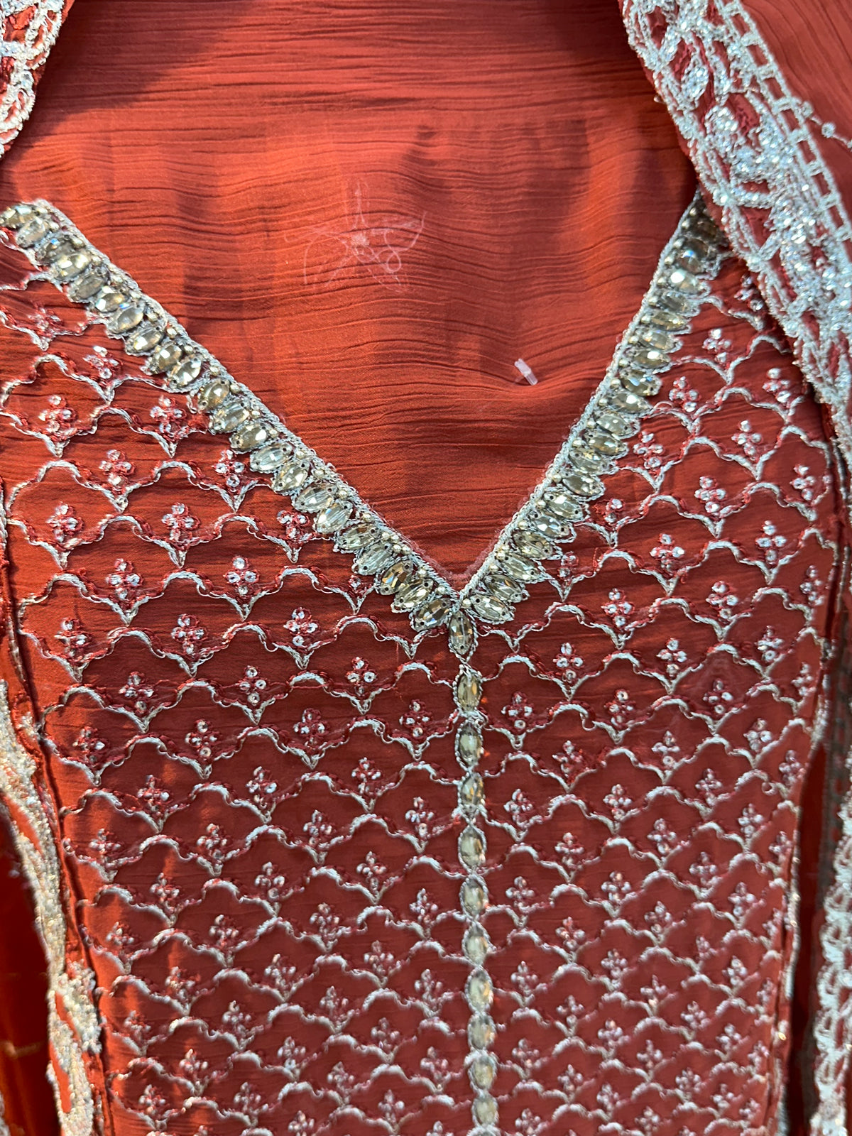 1467 Pakistani Unstitched Party Wear - Terracotta