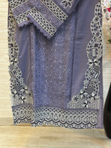 208 Cutwork Partywear suit - turkish purple