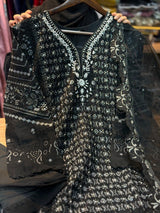 254 Pearl Elegance Chiffon Suit - black