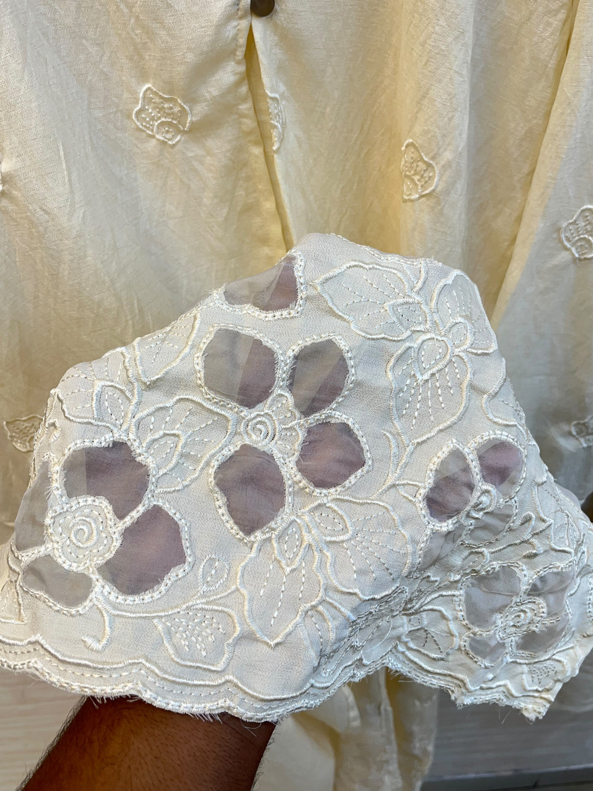 1465 Korean Floral Coordset - Milky White