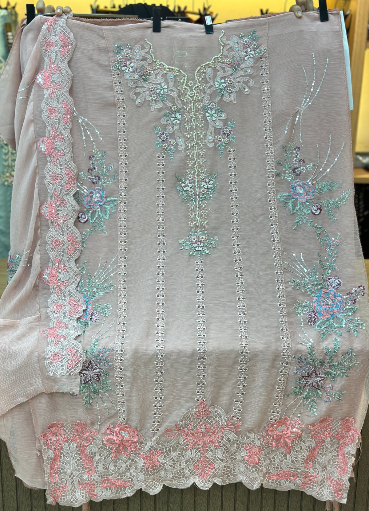 1483 Pakistani Unstitched Party Wear - Nude Peach