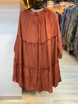 068 korean 3pc skirt cord set rusty orange