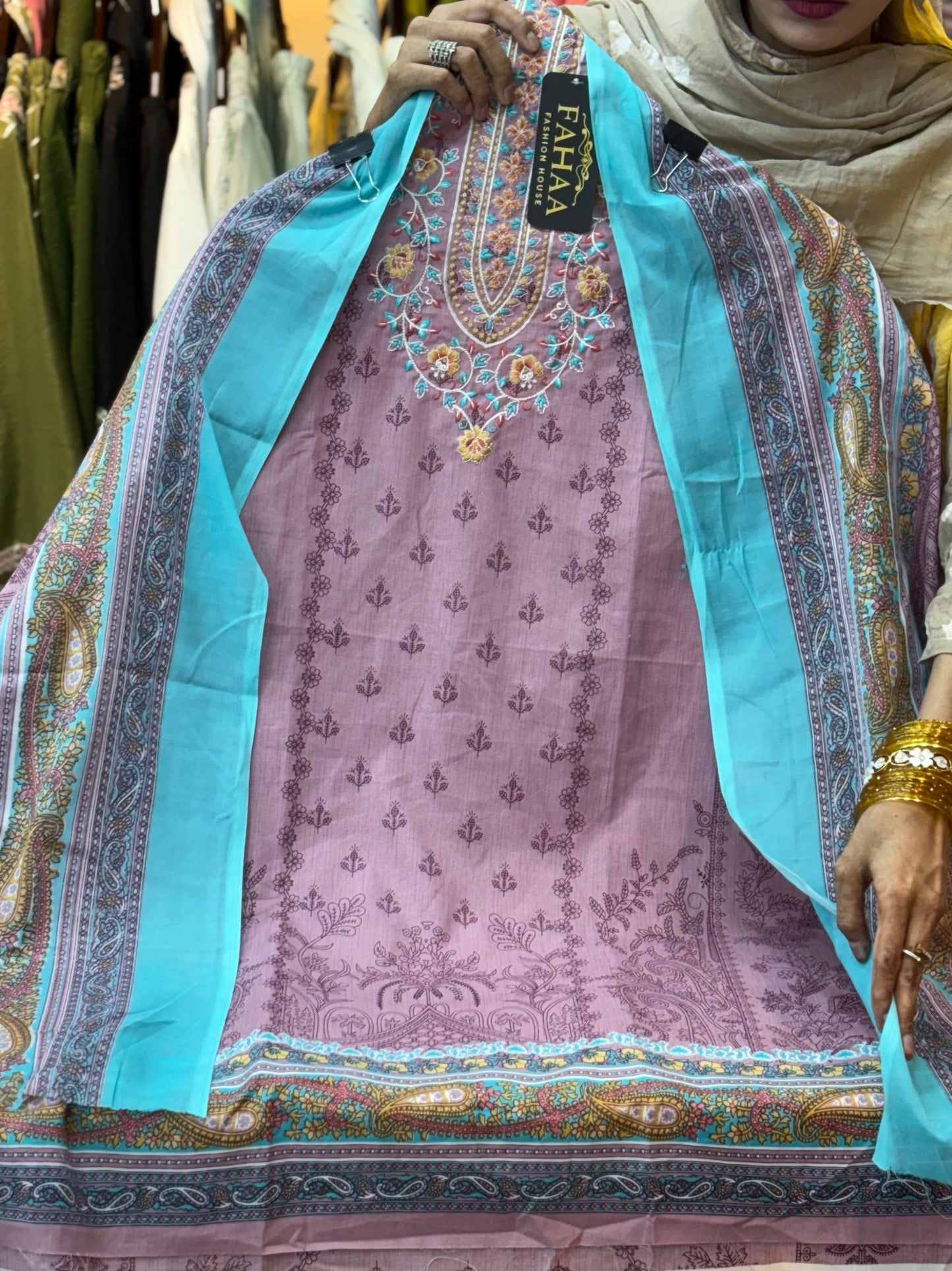 064 Unstitched 3Pc embroidered Suit Set