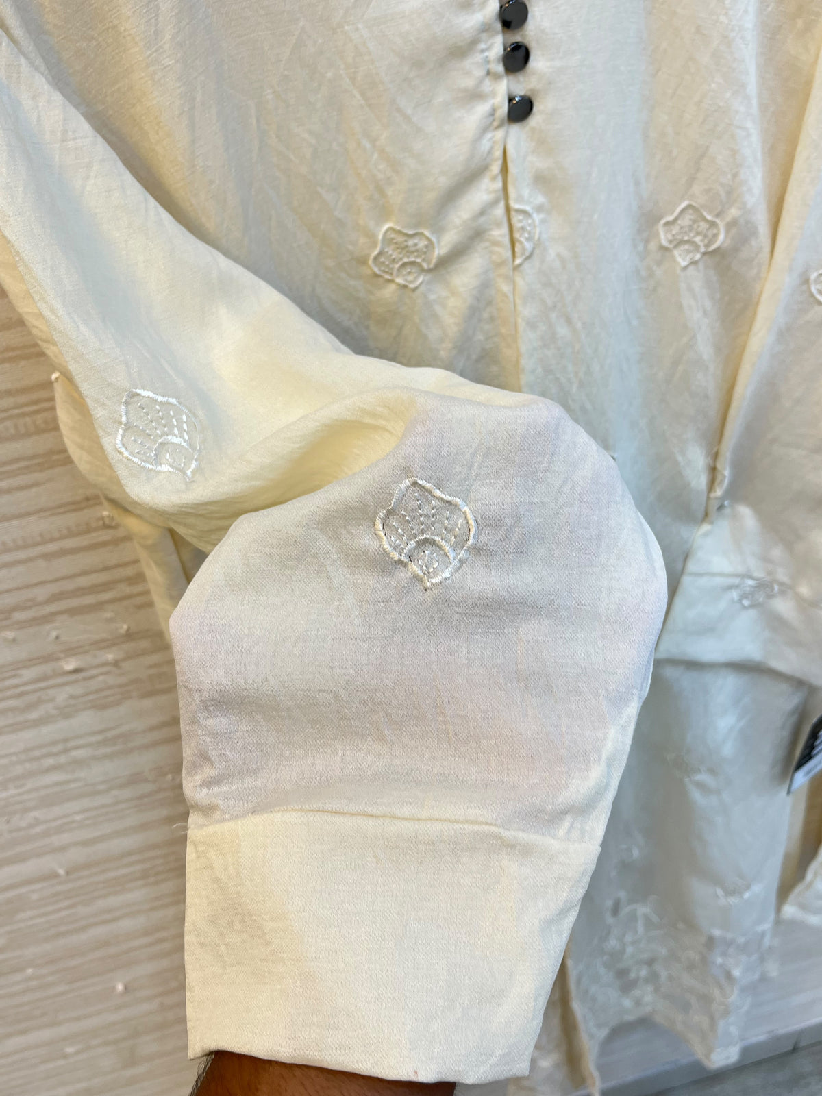 1465 Korean Floral Coordset - Milky White