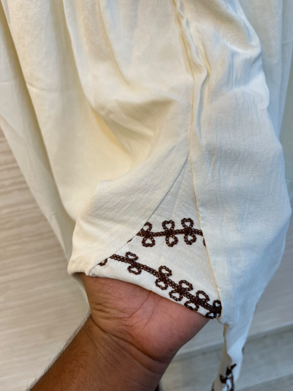 1098 Korean Embroidered Coord Set - White