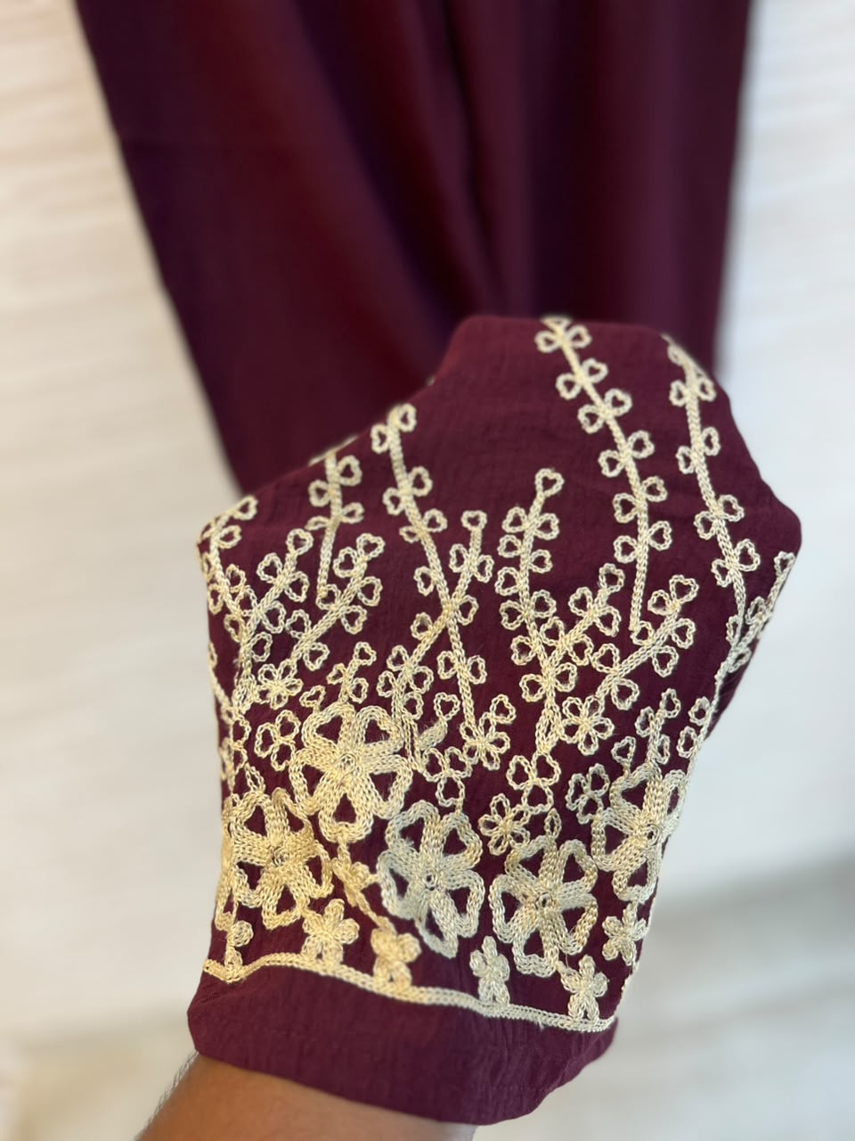 1098 Korean Embroidered Coord Set - Maroon