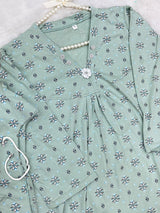 1454 Korean Printed Night Wear - Sage