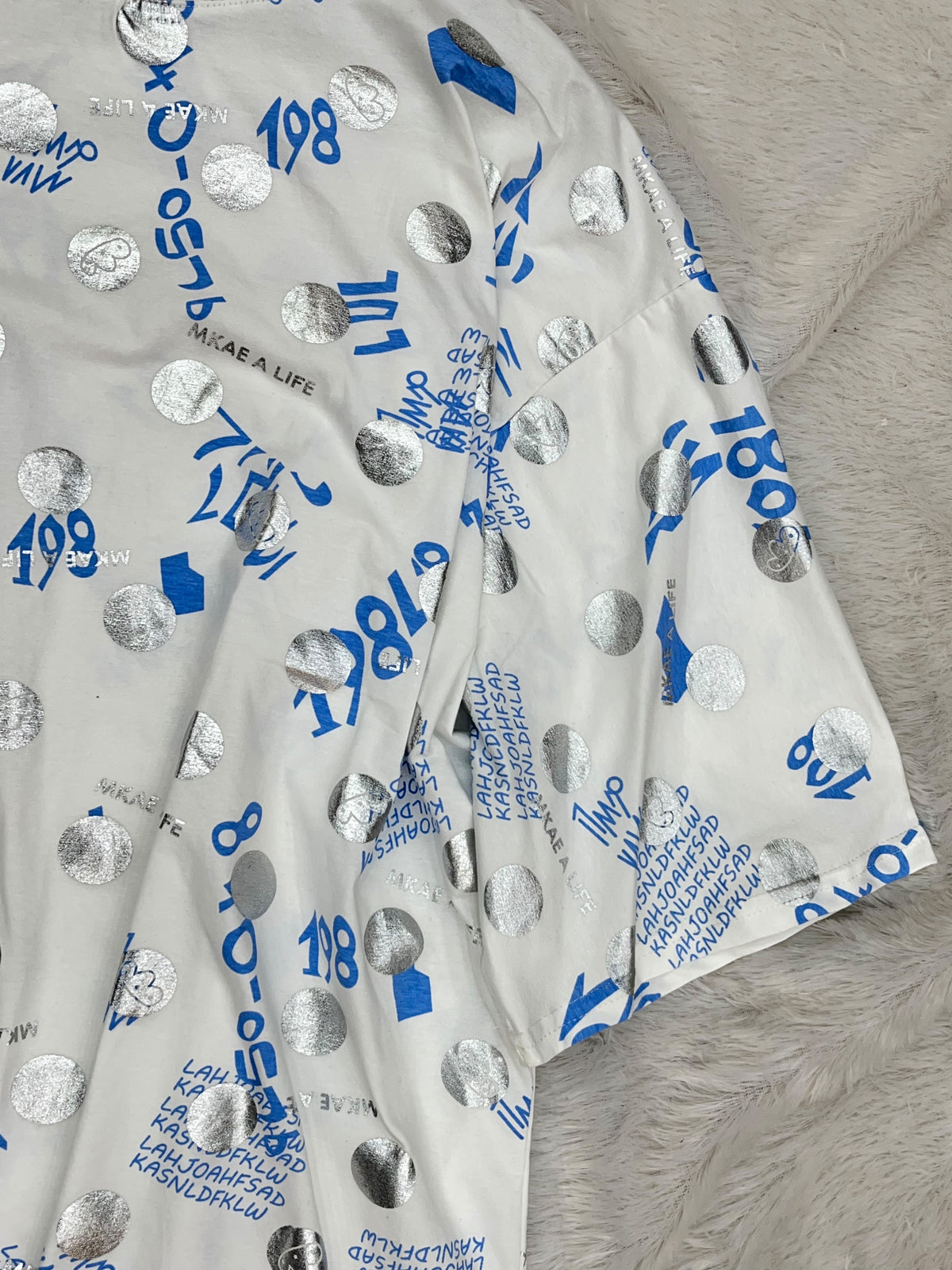 1454 Korean Printed Night Wear - Cream