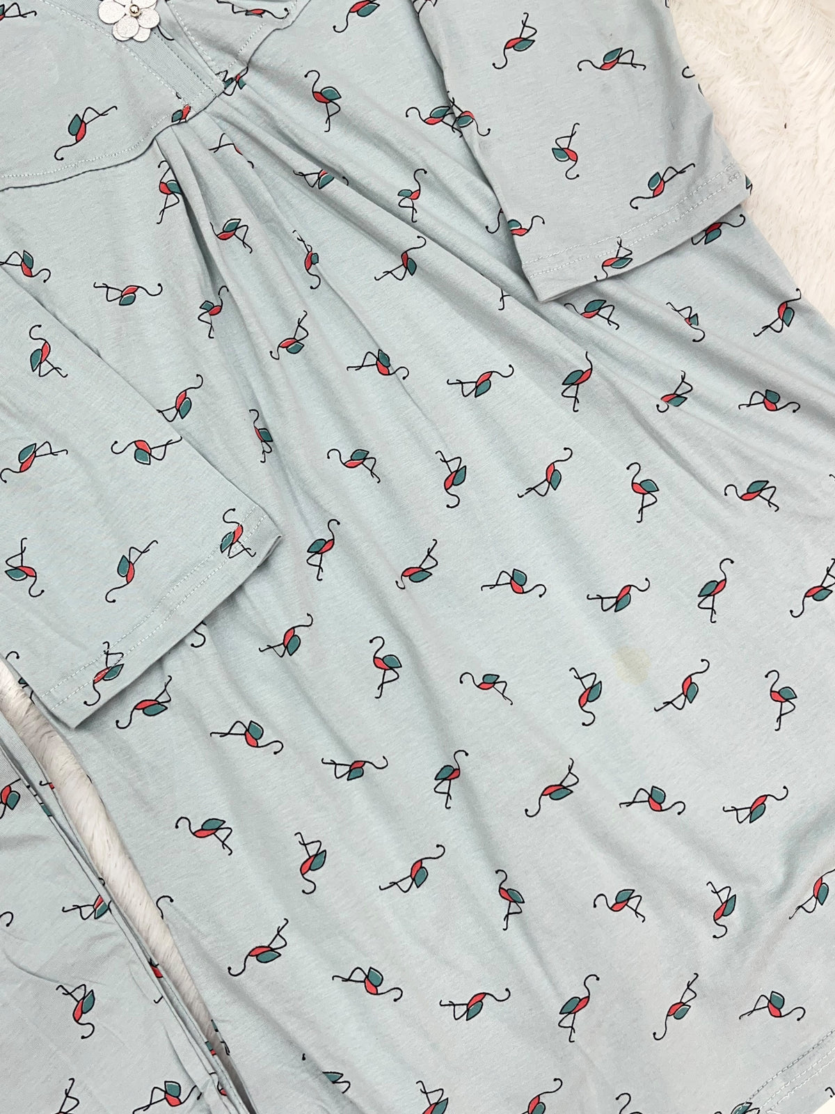 1454 Korean Printed Night Wear - Ice Blue