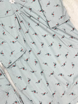 1454 Korean Printed Night Wear - Ice Blue