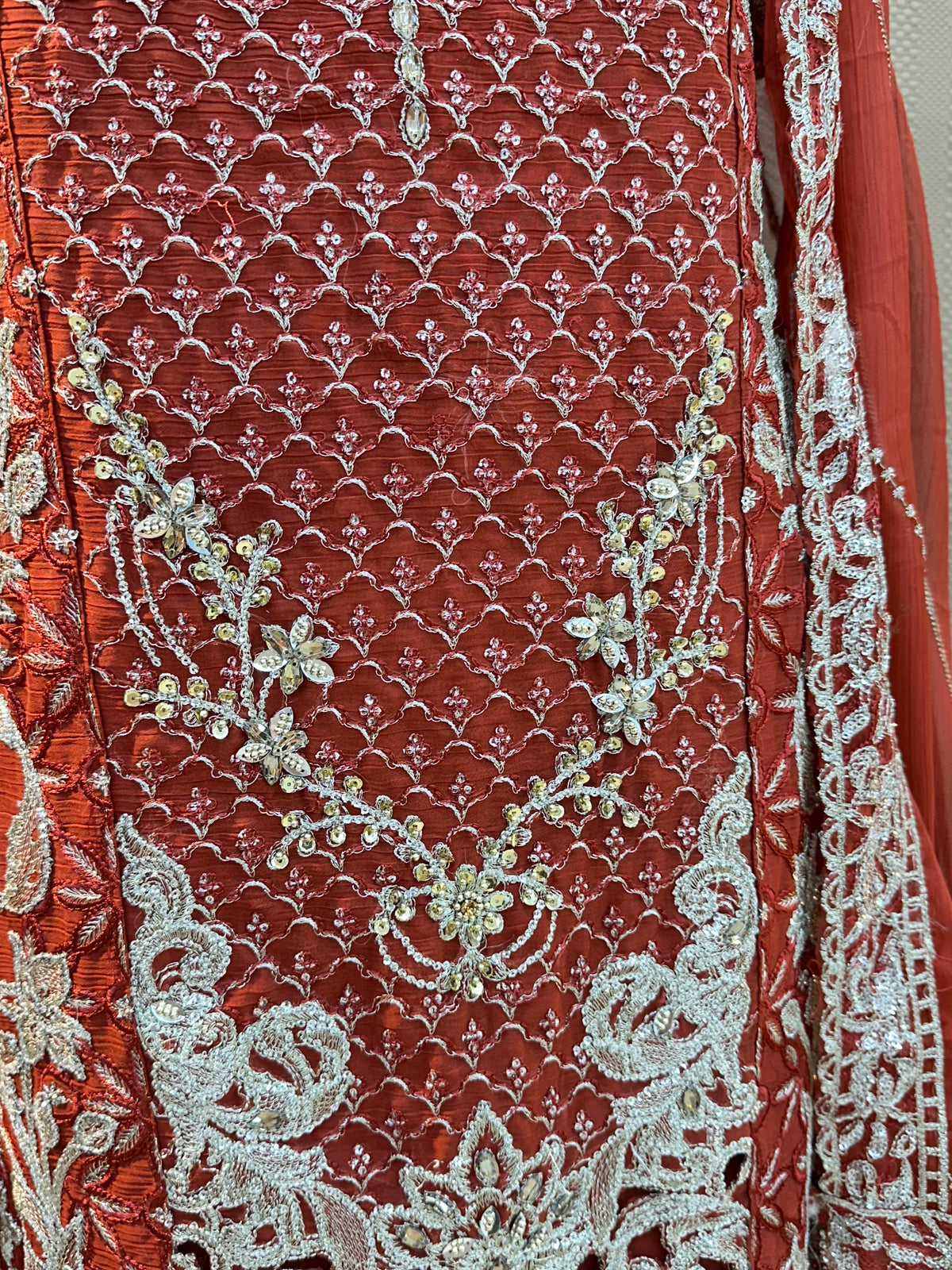 1467 Pakistani Unstitched Party Wear - Terracotta