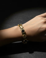 054 Floral Gold Cuff Bracelet