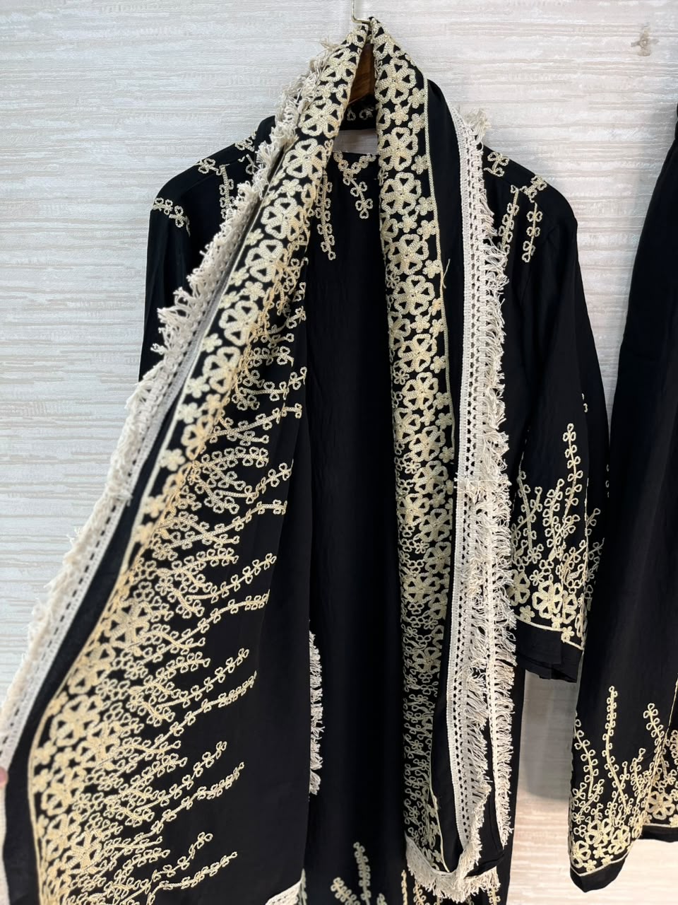 1098 Korean Embroidered Coord Set - Black