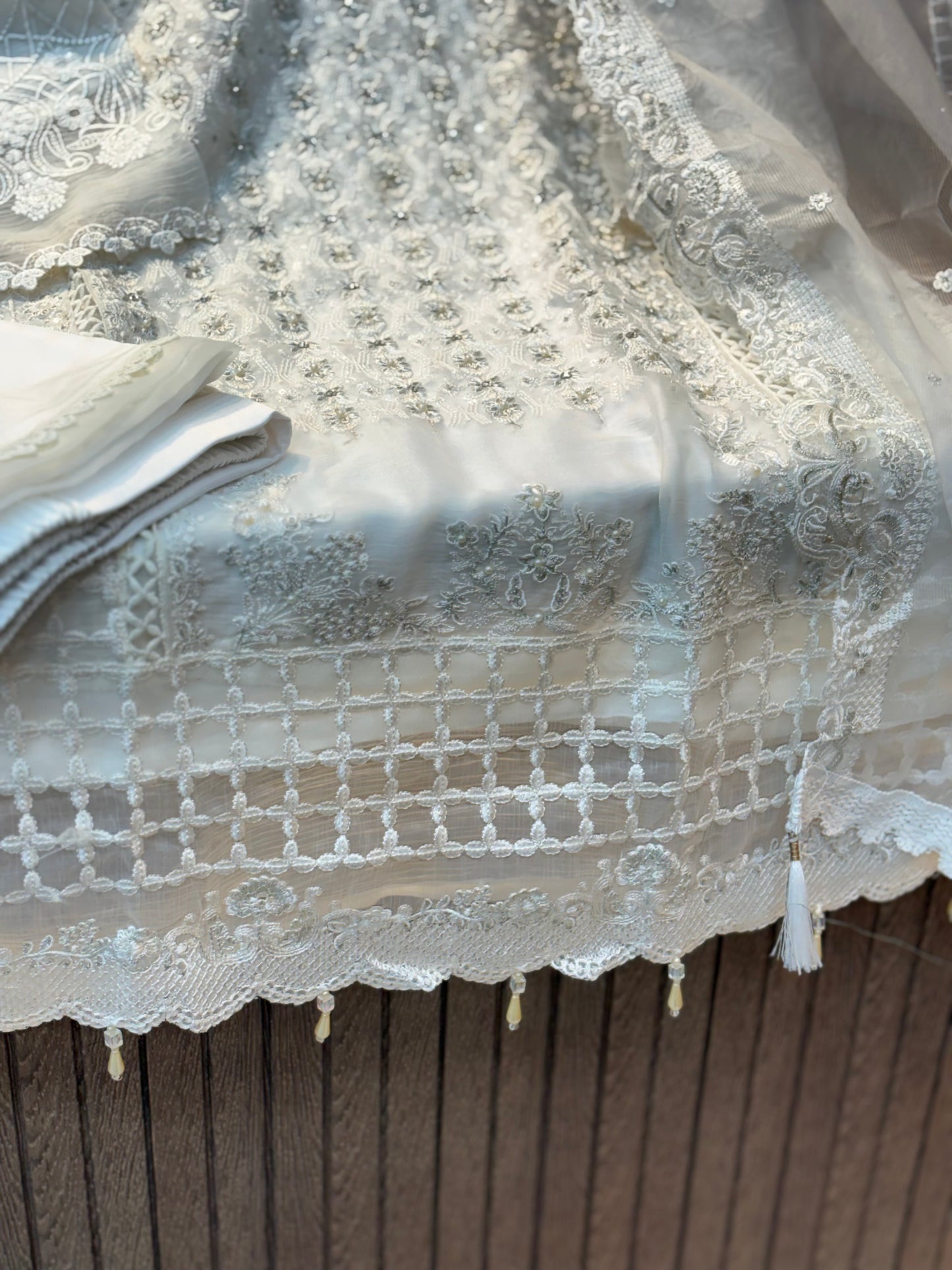 254 Pearl Elegance Chiffon Suit - white